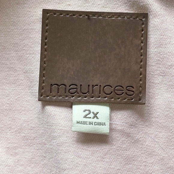 NWT Maurices Light Pink Belted Denim Trench Jacket Size 2X - Picture 13 of 13